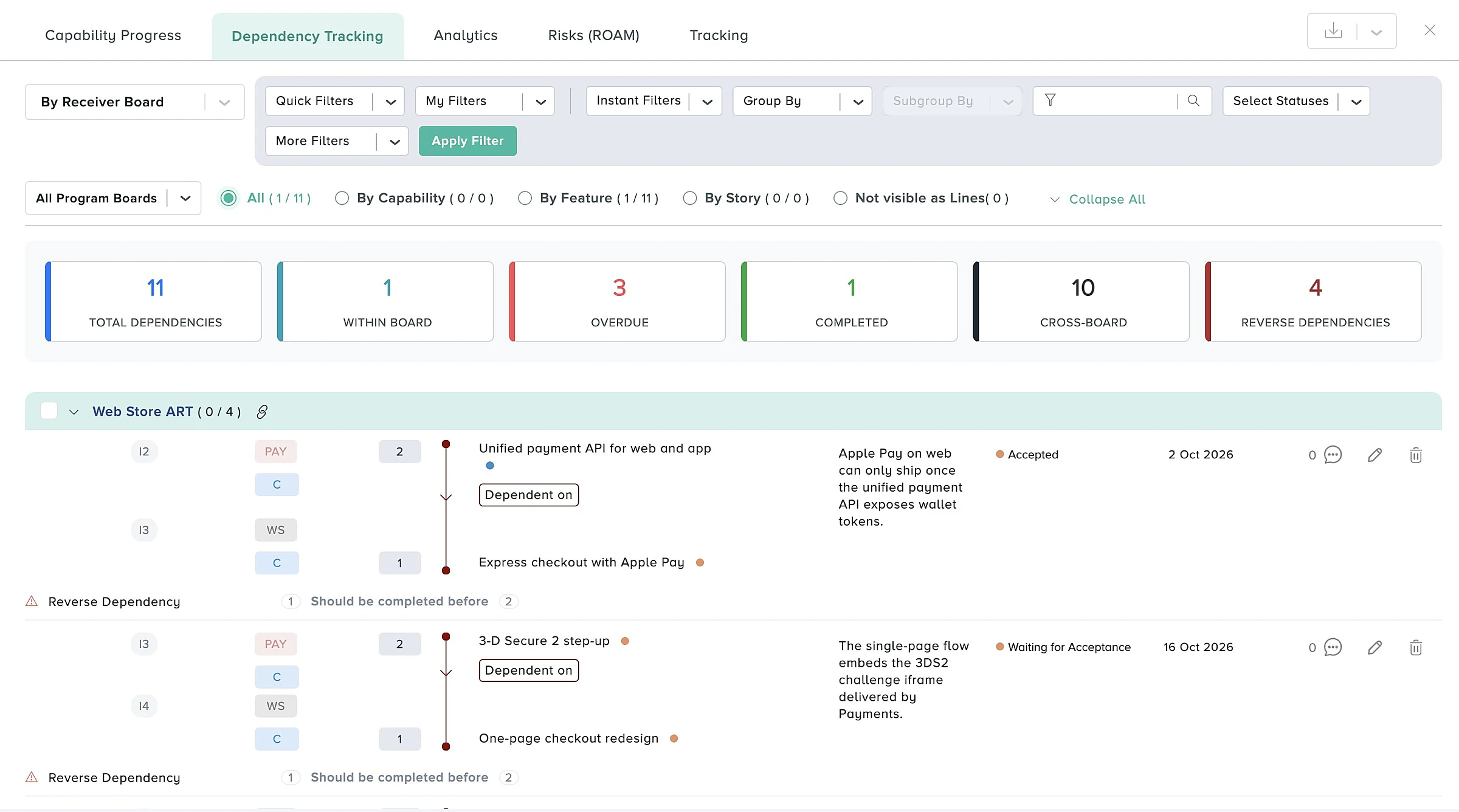 Dependency tracking in Kendis synced with Azure DevOps